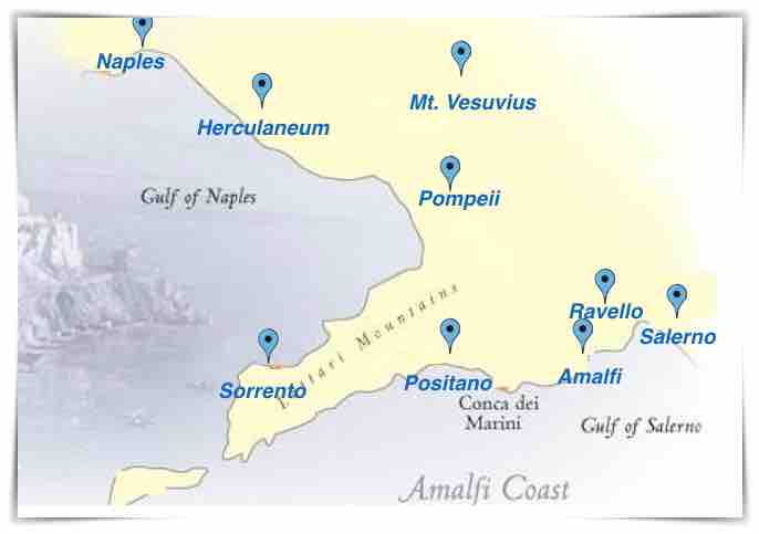Map Naples Amalfi Coast